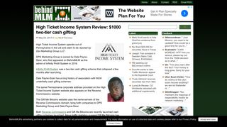 High Ticket Income System Review: $1000 two-tier cash gifting