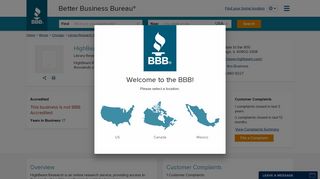 HighBeam Research | Better Business Bureau® Profile