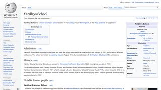 Yardleys School - Wikipedia