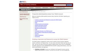 TEACH Resources: TEACH System System :OTI:NYSED