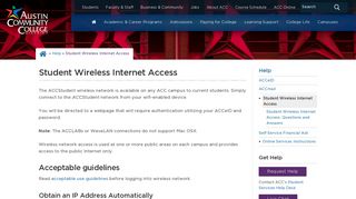 Student Wireless Internet Access | Austin Community College District