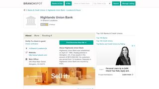 Highlands Union Bank - 14 Locations, Hours, Phone Numbers …