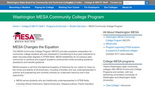MESA Community College Program | SBCTC