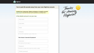 Highrise Signup - Sign in