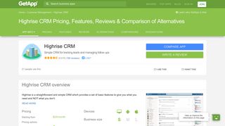 Highrise CRM Pricing, Features, Reviews & Comparison of ... - GetApp