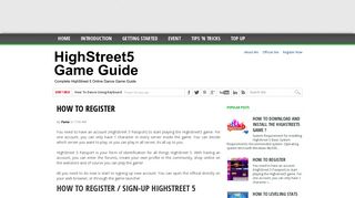 HOW TO REGISTER ~ HighStreet5 Game Guide
