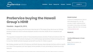 ProService buying the Hawaii Group's HiHR – ProService Hawaii