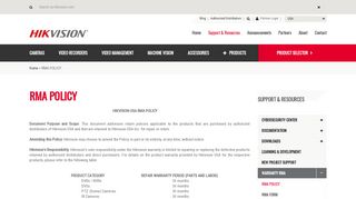 Warranty RMA - Hikvision