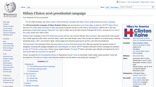 Hillary Clinton 2016 presidential campaign - Wikipedia