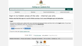 London Borough of Hillingdon - Sign-in to hidden areas of the site ...
