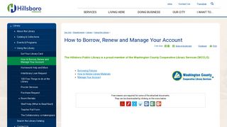 How to Borrow, Renew and Manage Your Account | City of Hillsboro, OR