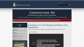 Constitution 101 - Part 1 - Q & A Session - Hillsdale College Online ...