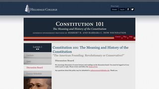Constitution 101 - Part 1 - Discussion Board - Hillsdale College Online ...