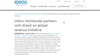 Hilton Worldwide partners with IDeaS on global revenue initiative ...