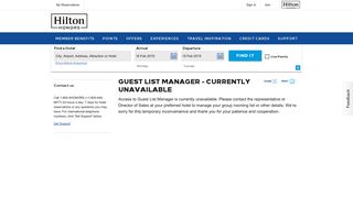Guest List Manager - Currently Unavailable - Hilton Honors