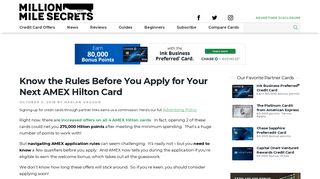 Know the Rules Before You Apply for Your Next AMEX Hilton Card ...