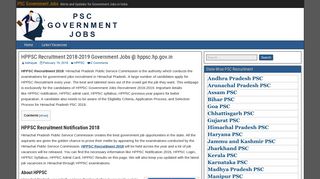 HPPSC Recruitment 2018-2019 Government Jobs @ hppsc.hp.gov.in