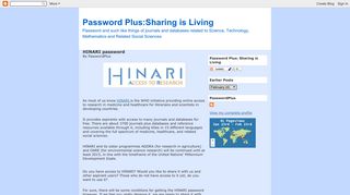 Password Plus:Sharing is Living: HINARI password