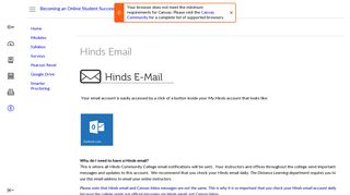 Hinds Email: Becoming an Online Student Success - Canvas