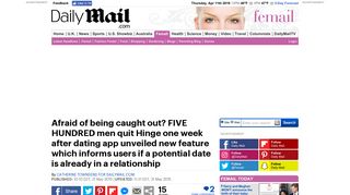 Hinge dating app sees 500 men leave after it revealed users ...