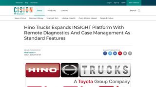 Hino Trucks Expands INSIGHT Platform With Remote Diagnostics And ...