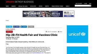 Hip-2B-Fit Health Fair and Vaccines Clinic | Crain's Detroit Business
