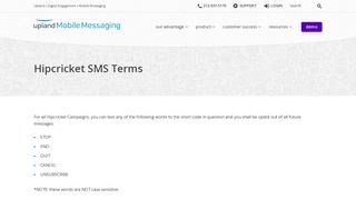 Hipcricket SMS Terms - Mobile Messaging - Upland Software