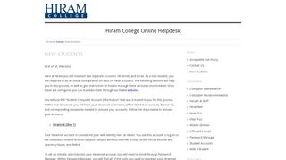 New Students - Hiram College Library