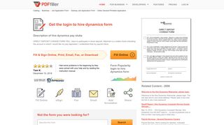 Login To Hire Dynamics - Fill Online, Printable, Fillable, Blank | PDFfiller