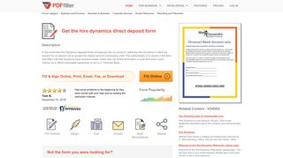 Hire Dynamics Direct Deposit - Fill Online, Printable, Fillable, Blank ...
