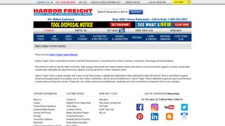 Employment Opportunities at Harbor Freight Tools