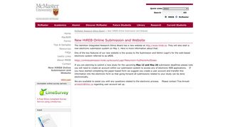 New HiREB Online Submission and Website — McMaster Research ...