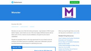 Monster job board overview for employers plus FAQs & pricing