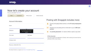 Account info - Snag. - Talent Management System - Snagajob