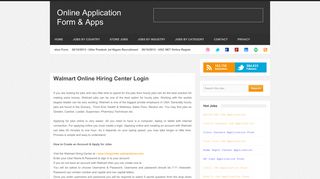 Online Application Form & Apps: Walmart Online Hiring Center Login