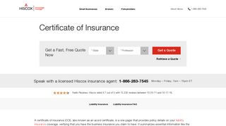 Certificate of Insurance – Acord Certificate | Hiscox