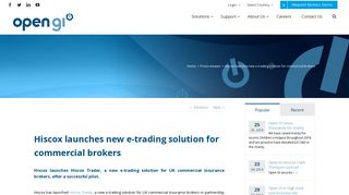 Hiscox launches new e-trading solution | Press Releases - Open GI