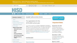 School Choice / Magnet Program Status - Houston ISD
