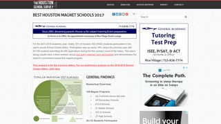Houston ISD's Magnet Schools are Competitive - The Houston School ...