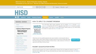 School Choice / Applying to Magnet Programs - Houston ISD