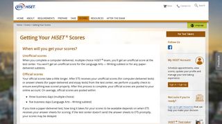 Getting Your HiSET Scores (For Test Takers)