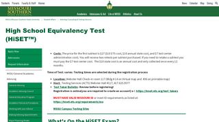 MSSU - HiSet Test | Advising, Couseling,Testing Services