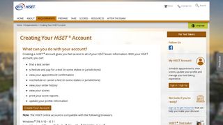 Creating Your HiSET Account (For Test Takers) - ETS