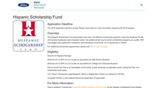 Hispanic Scholarship Fund | Ford Blue Oval Network
