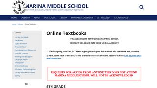 Online Textbooks - Marina MS - School Loop