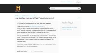 How do I reactivate my HISTORY Vault subscription? – HISTORY ...