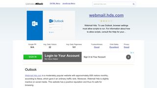 Webmail.hds.com website. Outlook.