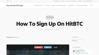 How to sign up on HitBTC | Buy and Hold 100 Crypto