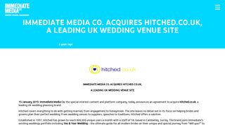 Immediate | IMMEDIATE MEDIA CO. ACQUIRES HITCHED.CO.UK, A ...