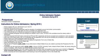 Online Admissions System - HITEC University